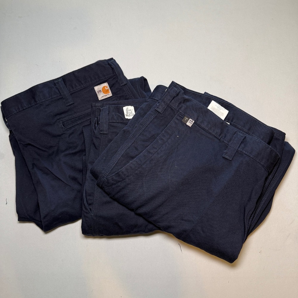 3x Carhartt FR Flame Resistant Pants Mens 44x32 Blue CAT 2 Cheyenne Twill 2112